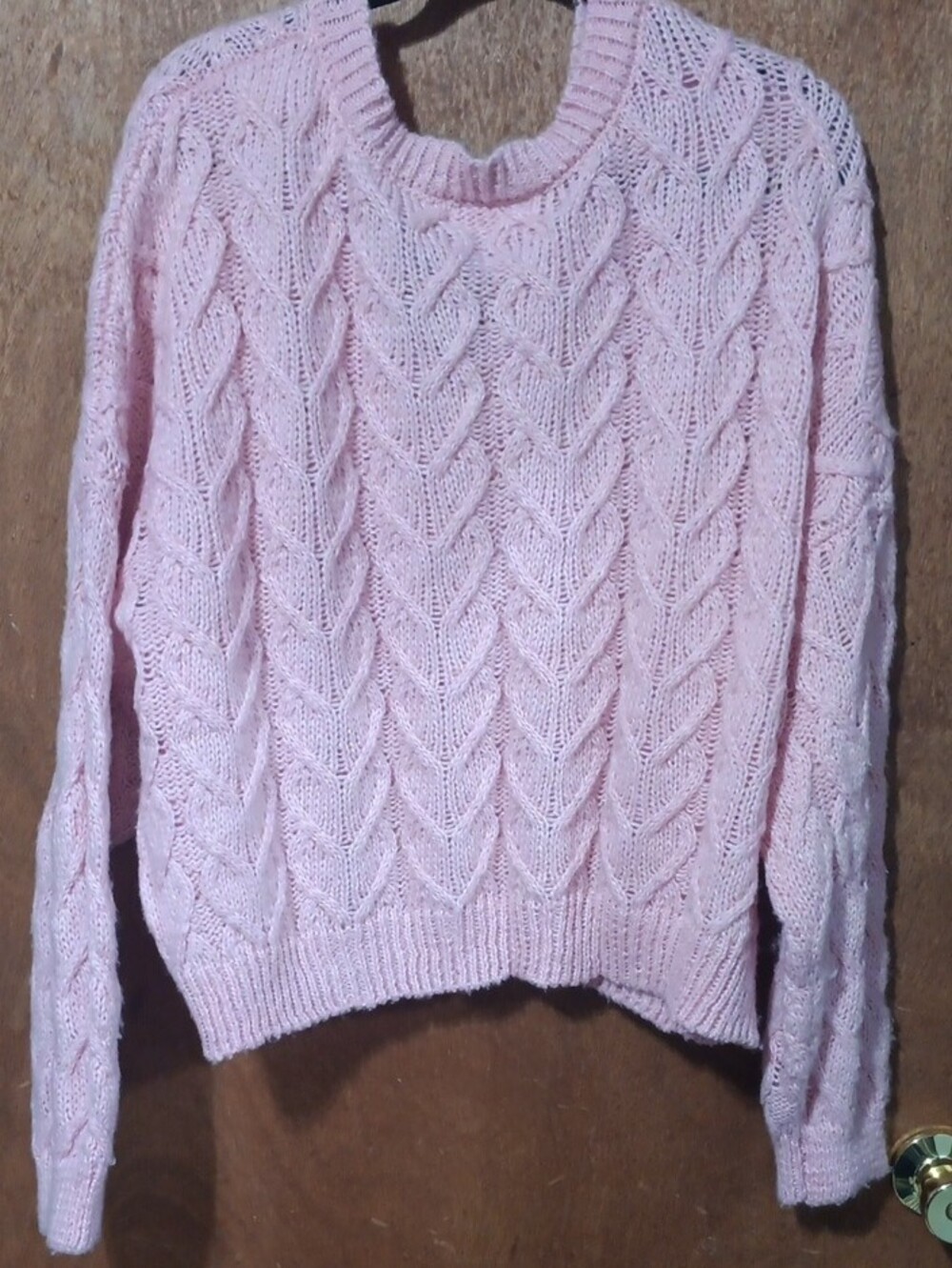 No Boundaries Light Pink Cable V-Neck Sweater - Picture 4 of 4